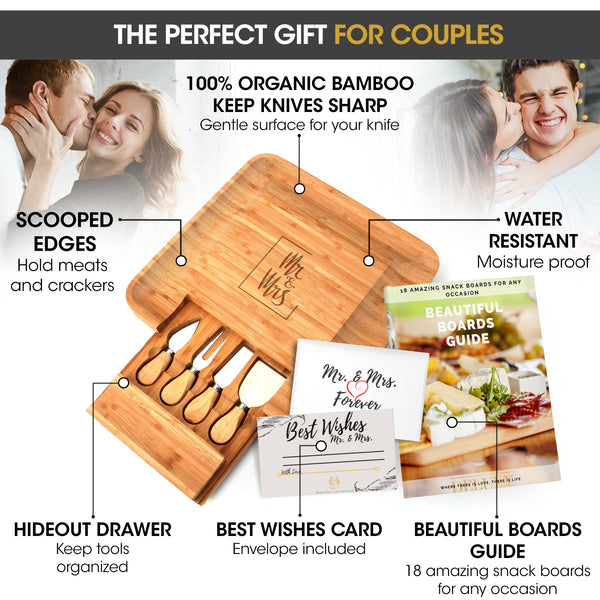 Mr. & Mrs. Cheese Board | Best Bridal Shower Gifts Idea, Wedding Gifts For Couples, Engagement| Christmas Gifts for Couples - DELUXY