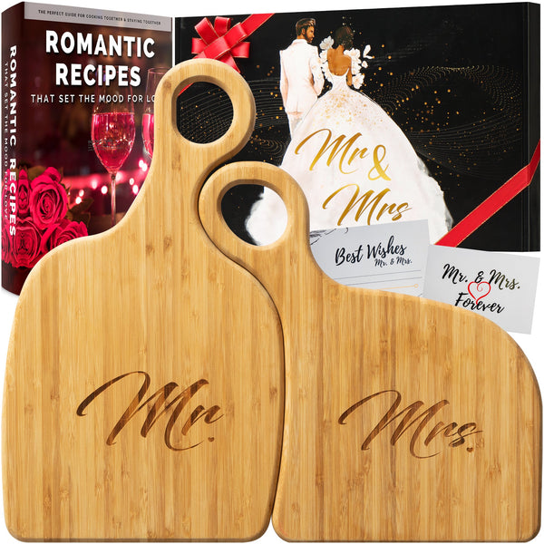 DELUXY Mr & Mrs Cutting Board & Cheese Board- Wedding Gifts for Couples Unique 2023, Mr and Mrs Gifts, Couples Gifts for Him and Her, Bridal Shower Gifts for Bride, Cool Engagement Gifts, Anniversary - DELUXY
