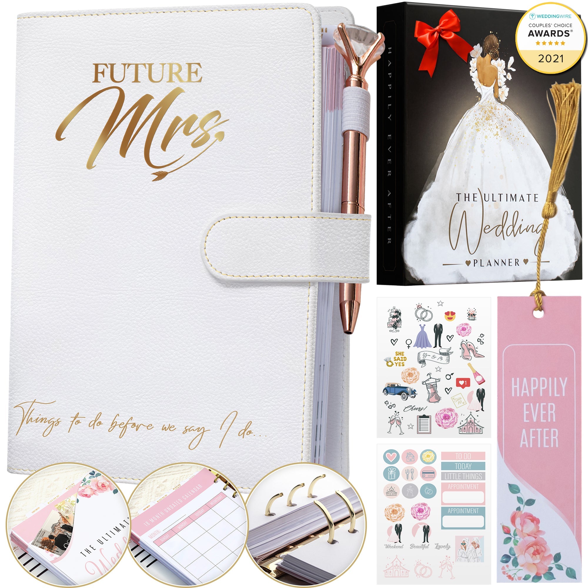  Organize your Big Day with Our Wedding Planner , Wedding  Planner Book and Organizer for the Bride with Diamond Pen and Box Included  , Premium Quality and Elegant Design Wedding