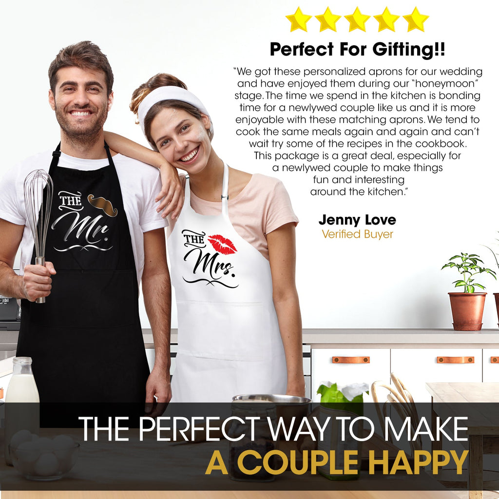 Mr and Mrs Est. 2018 Aprons, Make a Perfect Couples Gift, Bridal