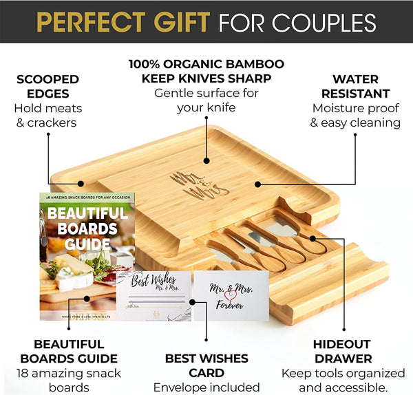 Mr. & Mrs. Cheese Board | Best Bridal Shower Gifts Idea, Wedding Gifts For Couples, Engagement| Christmas Gifts for Couples - DELUXY