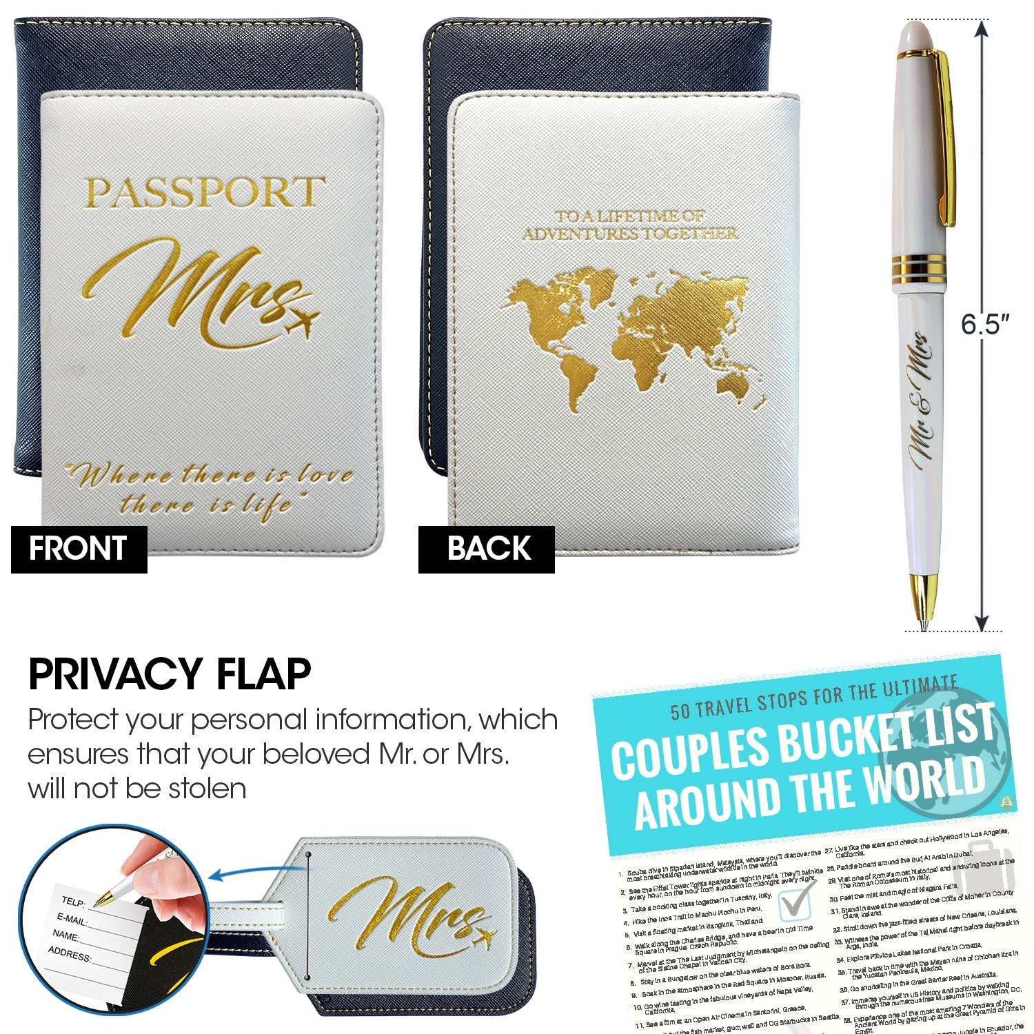 Mr and mrs luggage tags and passport covers sales