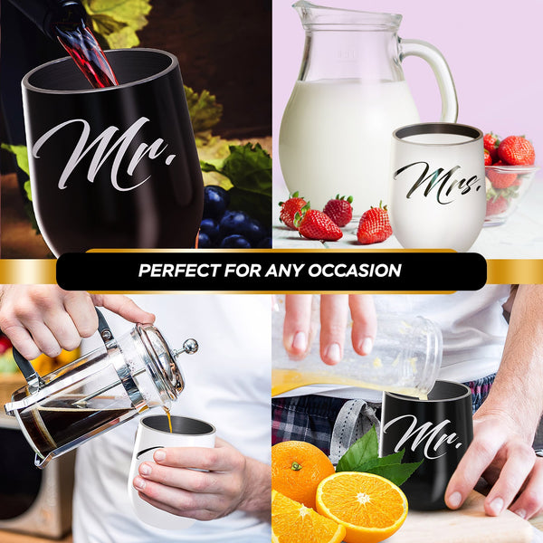 Mr & Mrs Wine Tumblers |  Best Bridal Shower Gifts Idea, Wedding Gifts For Couples, Engagement - DELUXY